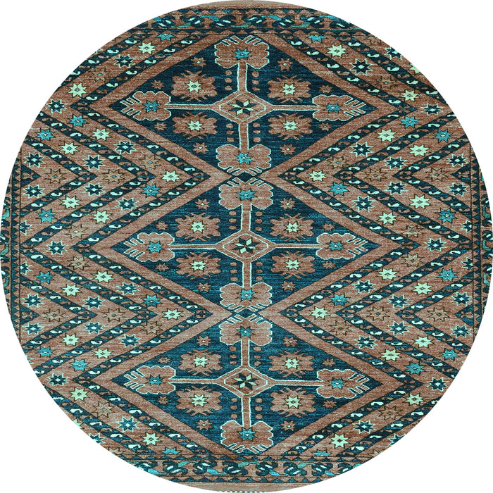 Round Abstract Light Blue Modern Rug, abs3945lblu