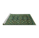 Sideview of Machine Washable Abstract Turquoise Modern Area Rugs, wshabs3945turq