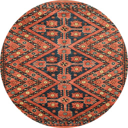 Round Abstract Saffron Red Modern Rug, abs3945