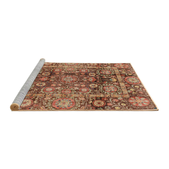 Sideview of Machine Washable Abstract Peru Brown Rug, wshabs3946