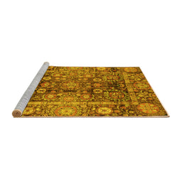 Sideview of Machine Washable Abstract Yellow Modern Rug, wshabs3946yw