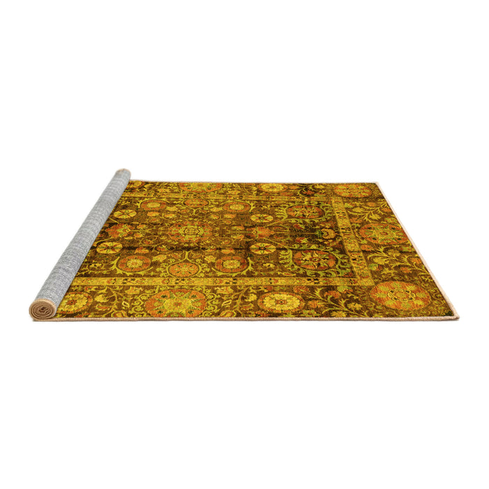 Sideview of Machine Washable Abstract Yellow Modern Rug, wshabs3946yw