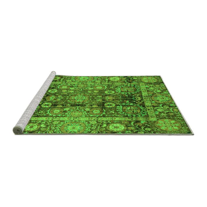Sideview of Machine Washable Abstract Green Modern Area Rugs, wshabs3946grn
