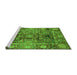 Sideview of Machine Washable Abstract Green Modern Area Rugs, wshabs3946grn