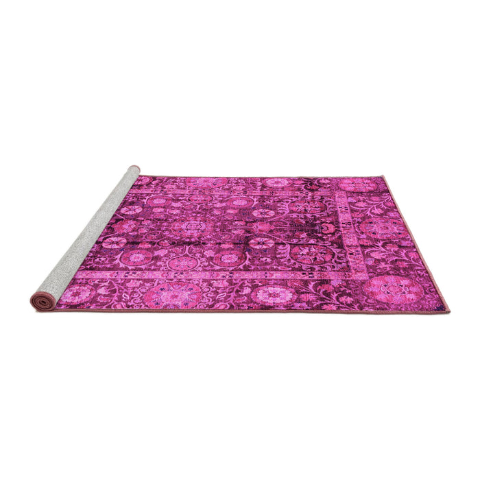 Sideview of Machine Washable Abstract Pink Modern Rug, wshabs3946pnk