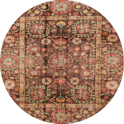 Round Abstract Brown Modern Rug, abs3946