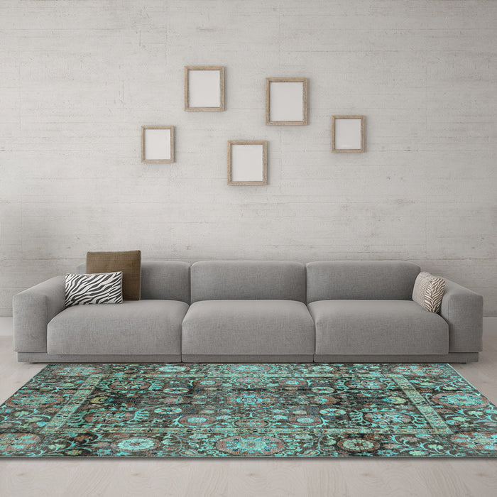 Machine Washable Abstract Light Blue Modern Rug in a Living Room, wshabs3946lblu