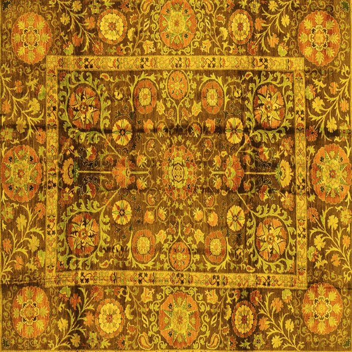 Square Abstract Yellow Modern Rug, abs3946yw