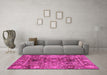 Machine Washable Abstract Pink Modern Rug in a Living Room, wshabs3946pnk