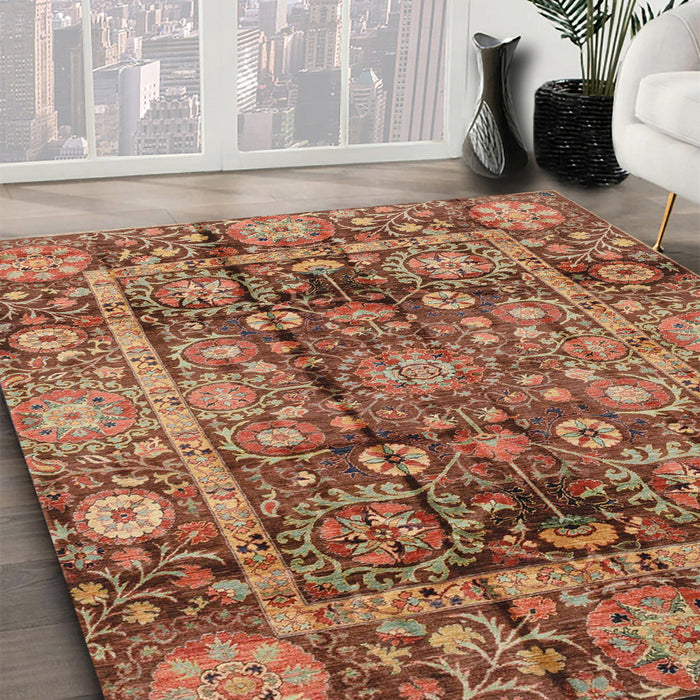 Abstract Brown Modern Rug in Family Room, abs3946
