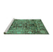 Sideview of Machine Washable Abstract Turquoise Modern Area Rugs, wshabs3946turq