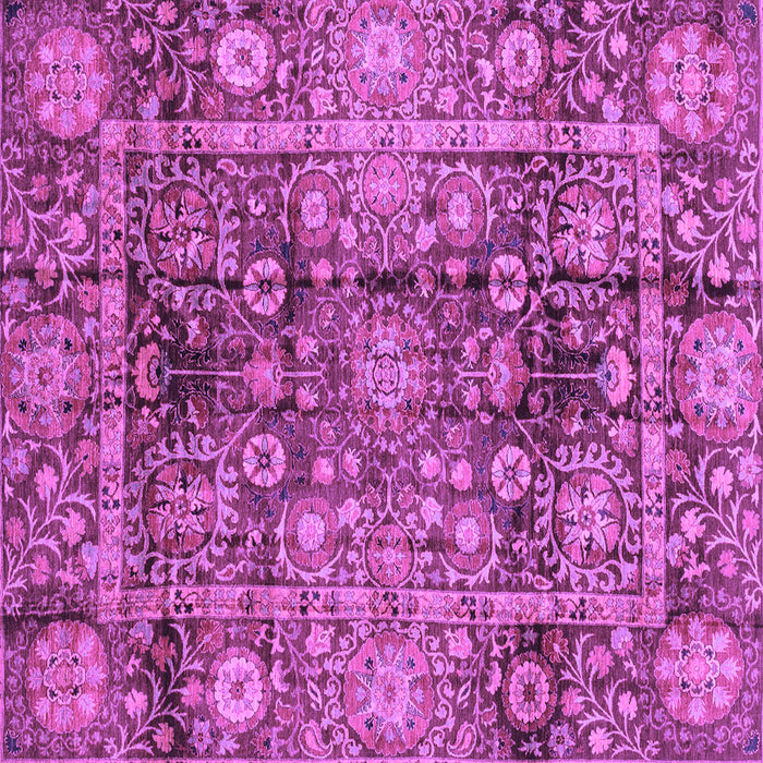 Square Machine Washable Abstract Purple Modern Area Rugs, wshabs3946pur