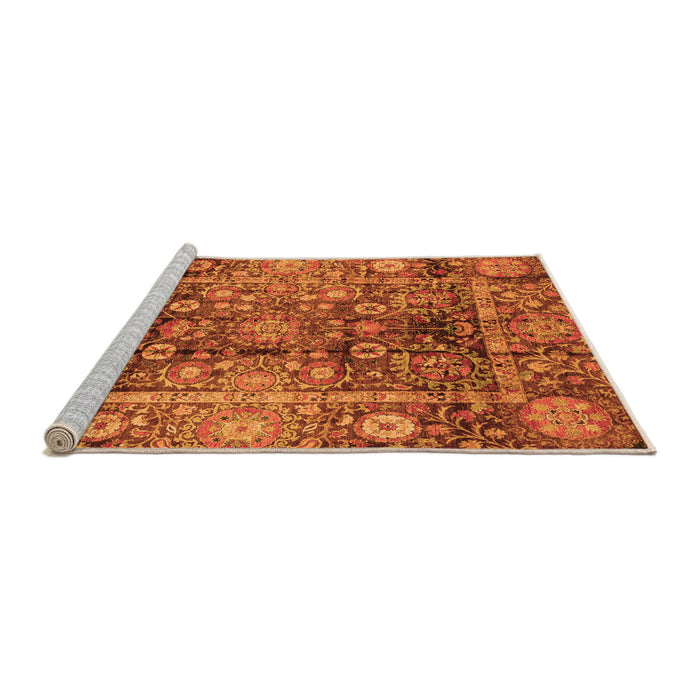 Sideview of Machine Washable Abstract Orange Modern Area Rugs, wshabs3946org