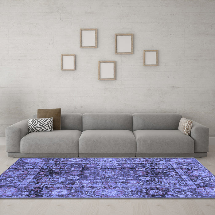 Machine Washable Abstract Blue Modern Rug in a Living Room, wshabs3946blu