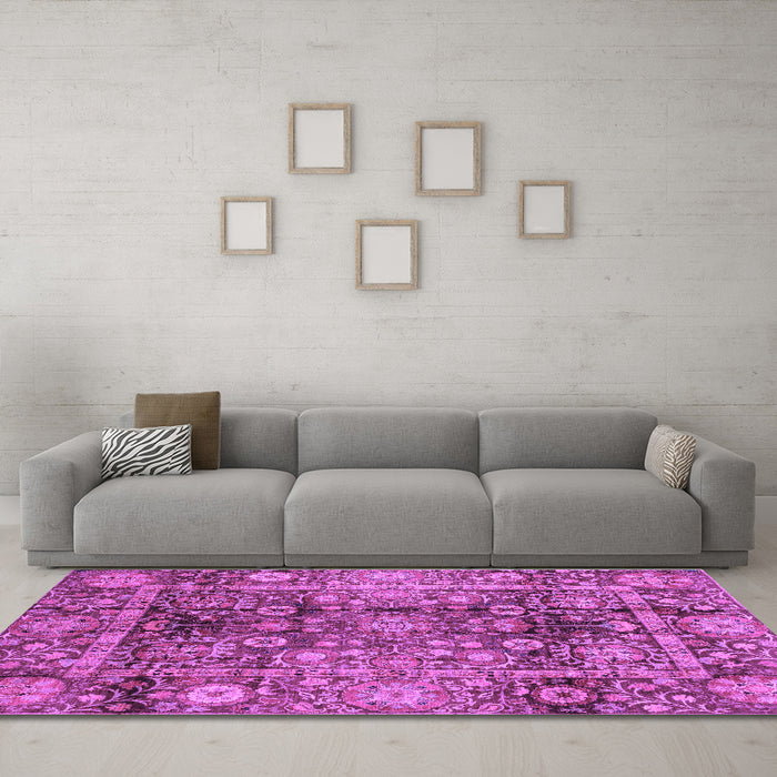 Machine Washable Abstract Purple Modern Area Rugs in a Living Room, wshabs3946pur