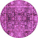 Round Machine Washable Abstract Purple Modern Area Rugs, wshabs3946pur