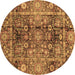 Round Abstract Brown Modern Rug, abs3946brn