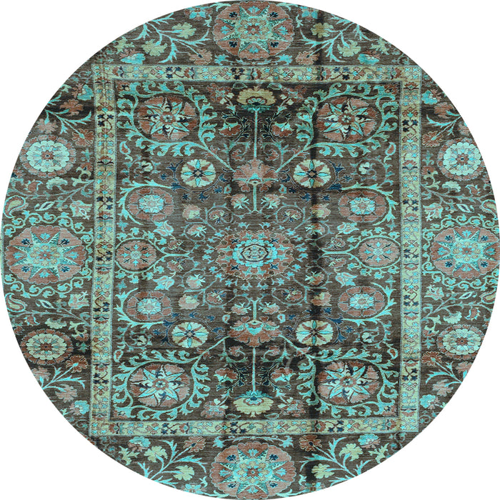 Round Abstract Light Blue Modern Rug, abs3946lblu