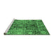 Sideview of Machine Washable Abstract Emerald Green Modern Area Rugs, wshabs3946emgrn