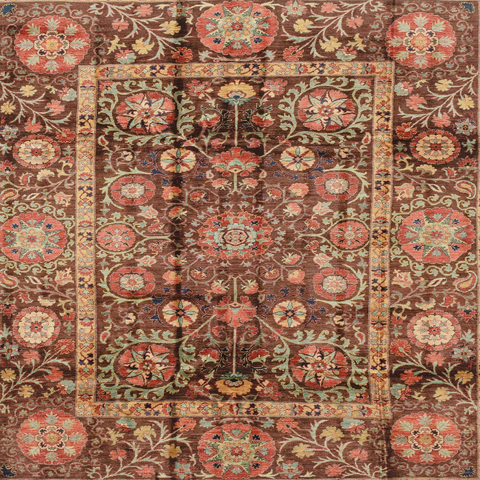 Square Machine Washable Abstract Peru Brown Rug, wshabs3946