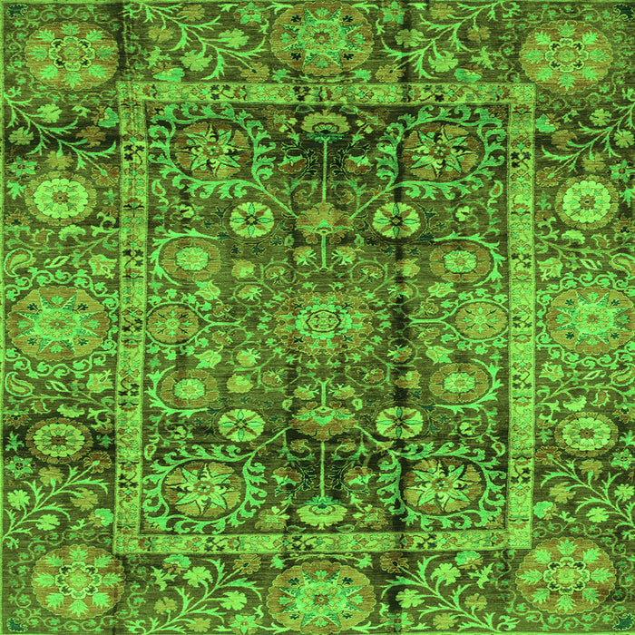 Square Machine Washable Abstract Green Modern Area Rugs, wshabs3946grn