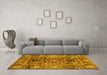 Machine Washable Abstract Yellow Modern Rug in a Living Room, wshabs3946yw