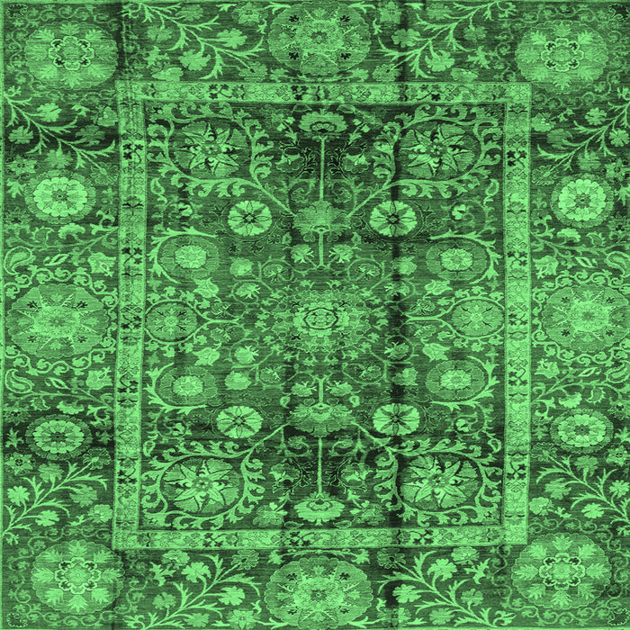 Square Machine Washable Abstract Emerald Green Modern Area Rugs, wshabs3946emgrn