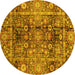 Round Machine Washable Abstract Yellow Modern Rug, wshabs3946yw