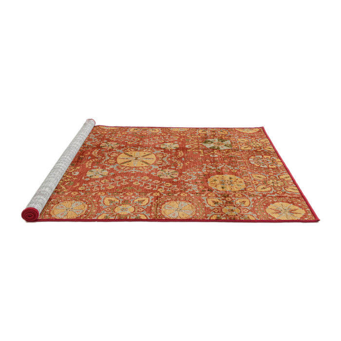 Sideview of Machine Washable Abstract Orange Rug, wshabs3947
