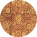 Round Oriental Brown Traditional Rug, abs3947brn