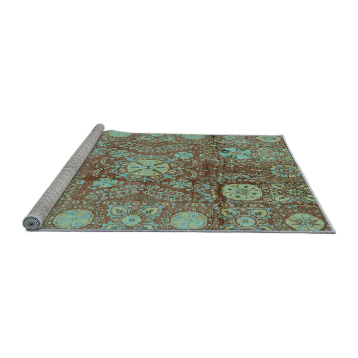 Sideview of Machine Washable Oriental Light Blue Traditional Rug, wshabs3947lblu
