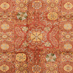 Square Abstract Orange Oriental Rug, abs3947