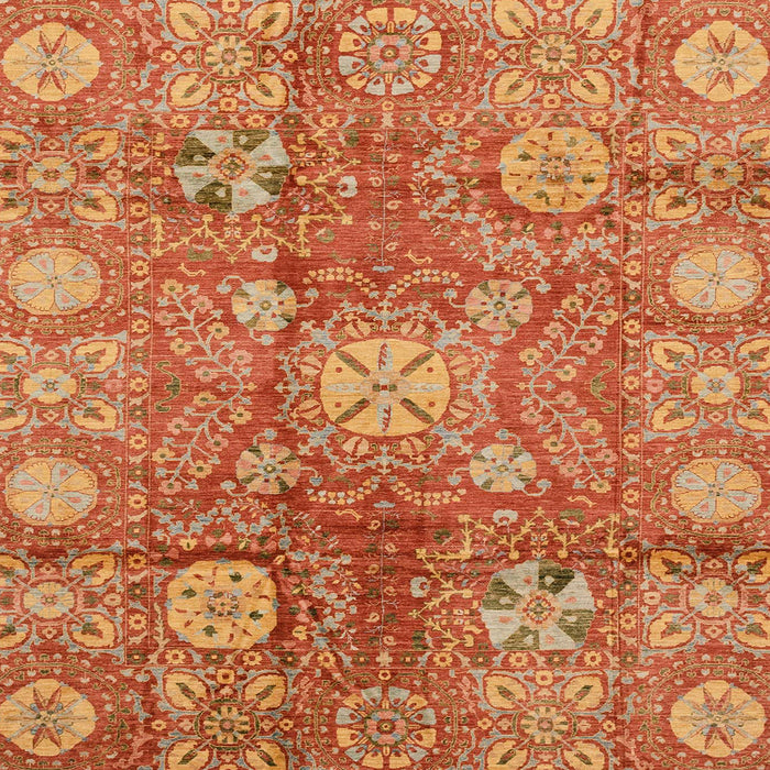 Square Abstract Orange Oriental Rug, abs3947