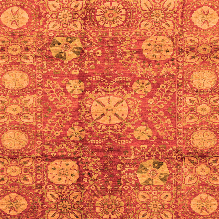 Square Machine Washable Oriental Orange Traditional Area Rugs, wshabs3947org