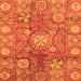 Square Machine Washable Oriental Orange Traditional Area Rugs, wshabs3947org