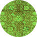 Round Oriental Green Traditional Rug, abs3947grn