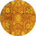 Round Oriental Yellow Traditional Rug, abs3947yw