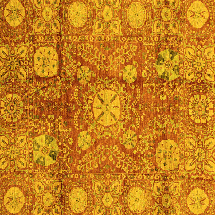 Square Machine Washable Oriental Yellow Traditional Rug, wshabs3947yw