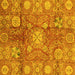 Square Machine Washable Oriental Yellow Traditional Rug, wshabs3947yw