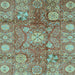 Square Machine Washable Oriental Light Blue Traditional Rug, wshabs3947lblu