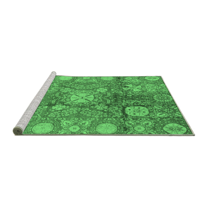 Sideview of Machine Washable Oriental Emerald Green Traditional Area Rugs, wshabs3947emgrn