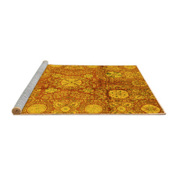 Sideview of Machine Washable Oriental Yellow Traditional Rug, wshabs3947yw