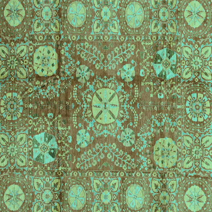 Square Machine Washable Oriental Turquoise Traditional Area Rugs, wshabs3947turq