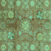 Square Machine Washable Oriental Turquoise Traditional Area Rugs, wshabs3947turq