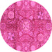 Round Oriental Pink Traditional Rug, abs3947pnk