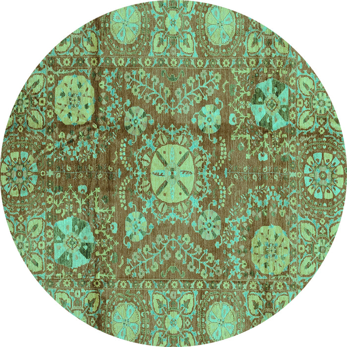 Round Oriental Turquoise Traditional Rug, abs3947turq