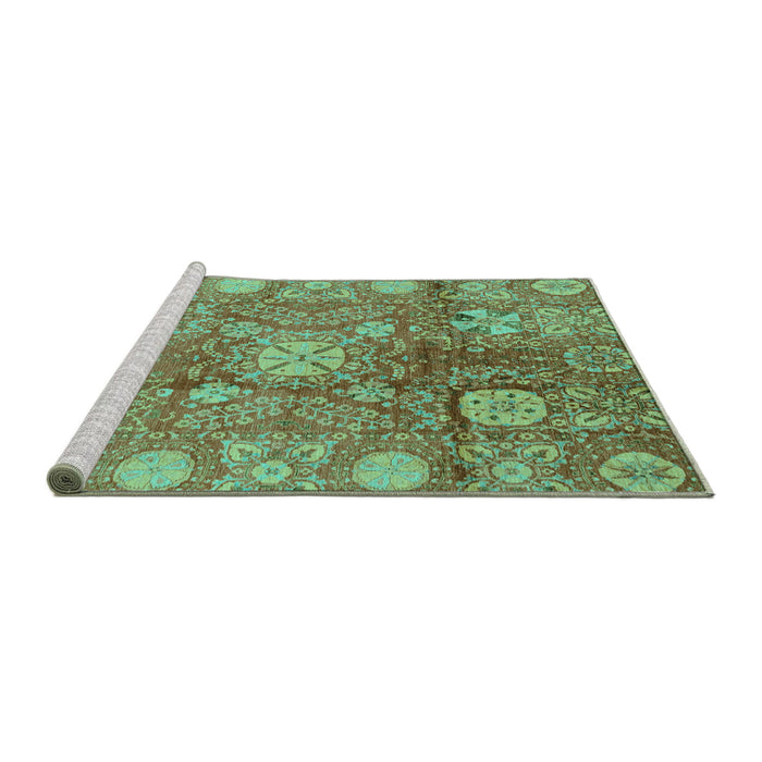 Sideview of Machine Washable Oriental Turquoise Traditional Area Rugs, wshabs3947turq