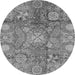 Round Machine Washable Oriental Gray Traditional Rug, wshabs3947gry