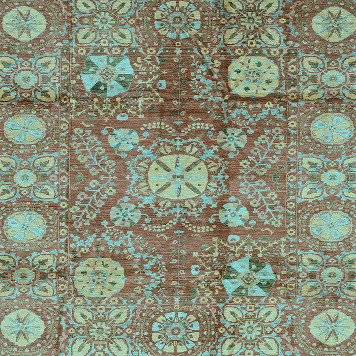 Square Oriental Light Blue Traditional Rug, abs3947lblu