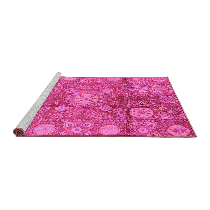 Sideview of Machine Washable Oriental Pink Traditional Rug, wshabs3947pnk